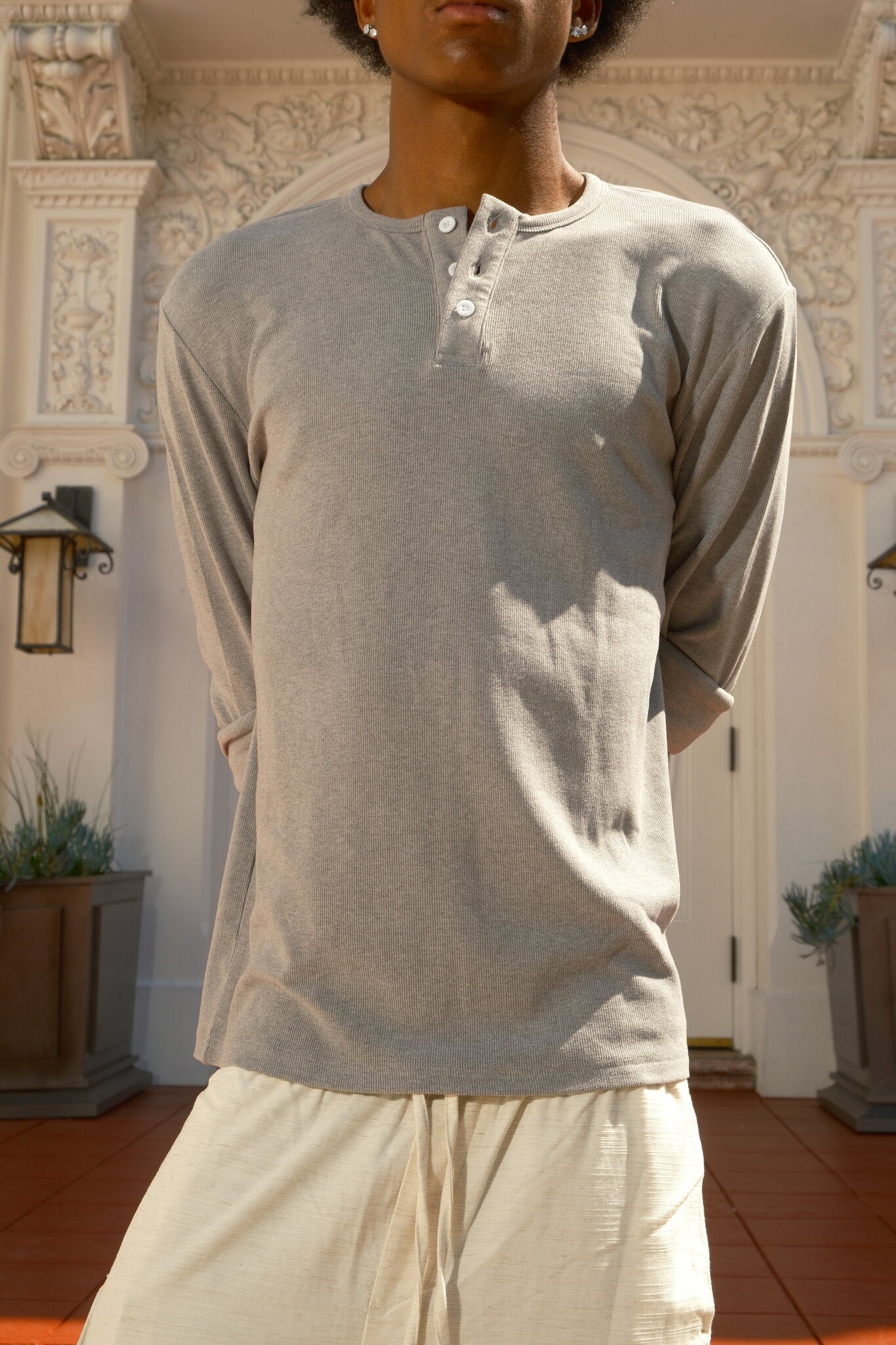 LONG SLEEVE HENLEY SHIRT — SS26 campaign